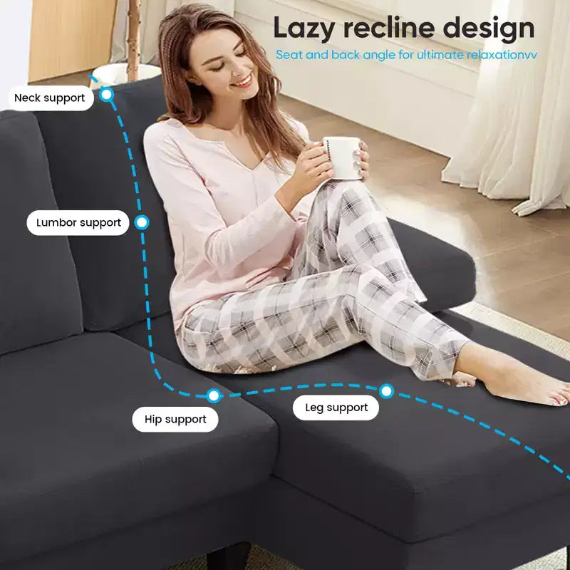 Mjkone 110Canapés modulaires en velours en forme de U, Canapé 4 places rembourré avec deux méridiennes et accoudoirs convertibles en couchage