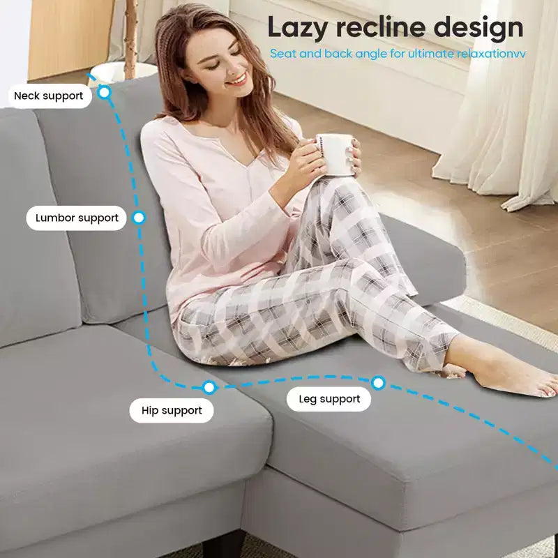 Mjkone 110Canapés modulaires en velours en forme de U, Canapé 4 places rembourré avec deux méridiennes et accoudoirs convertibles en couchage