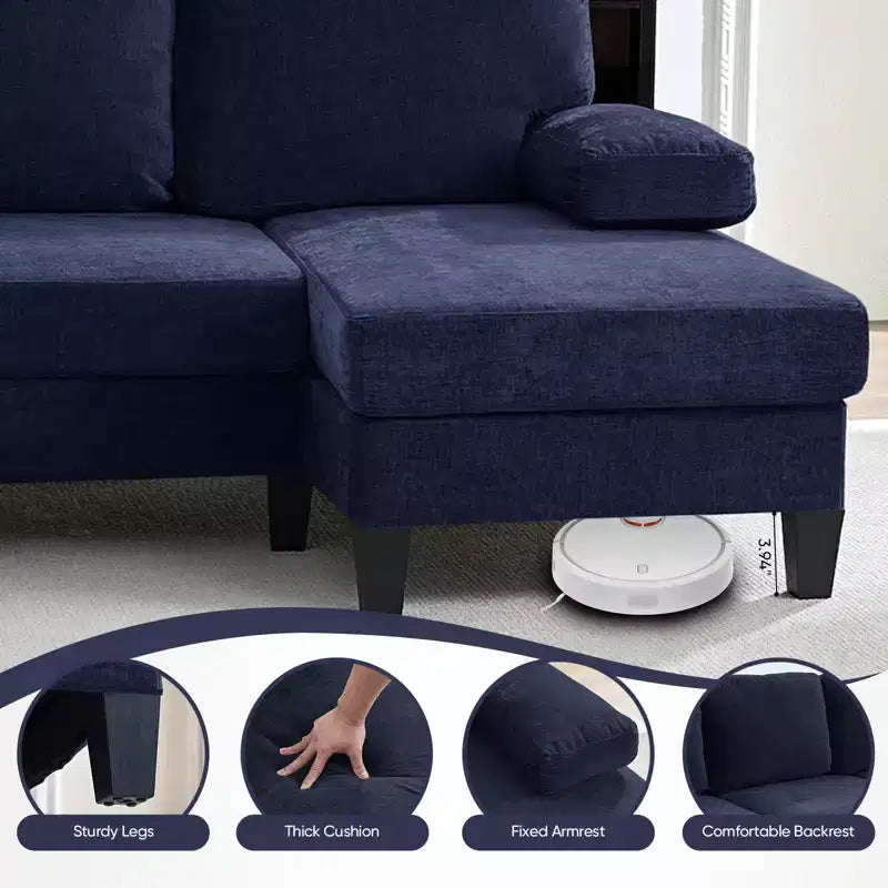 Mjkone Canapés modulaires en U 110, Grand canapé 4 places en tissu chenille avec doubles méridiennes et accoudoirs convertibles en couchage