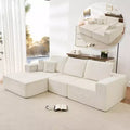 Mjkone 108Corduroy Fabric Sectional Couch with Chaise Lounge3-Pieces Free-Combined Cloud Modular L-Shaped Sofa