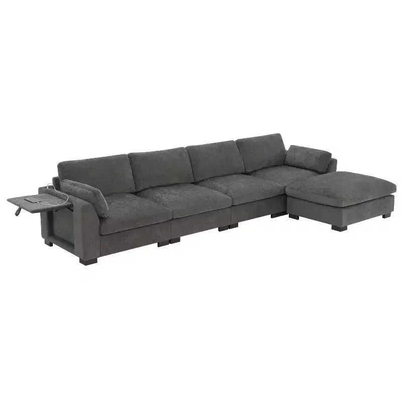 Canapé d'angle modulable 5 places en chenille Merax