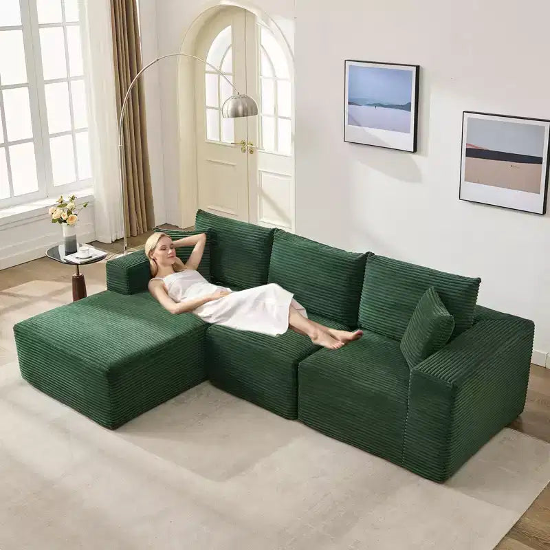 Canapé d'angle - Canapé nuage en L avec méridienne de 171 cm, réversible (gauche/droite), aucun assemblage requis, tissu côtelé