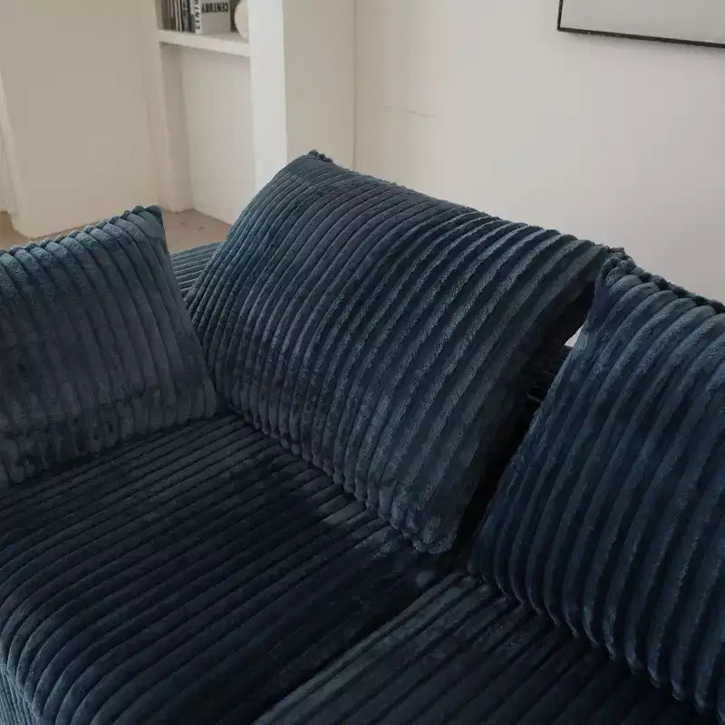 157.6 Canapé Nuage Bleu en Tissu Corduroy, Canapés Profonds avec 1 Pouf, Conception Double Couche, Coussin Amovible, Pas d'Assemblage, Combinaison DIY