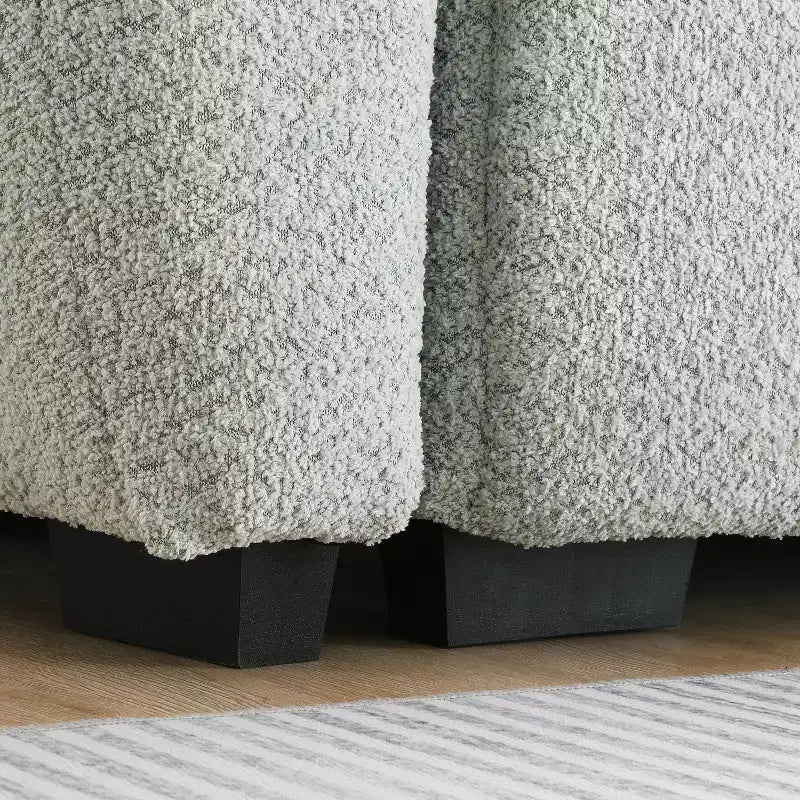 Canapé modulable en L de 110", avec assise extra-large, coussin à tirette, pouf et revêtement en tissu bouclé, 4 places