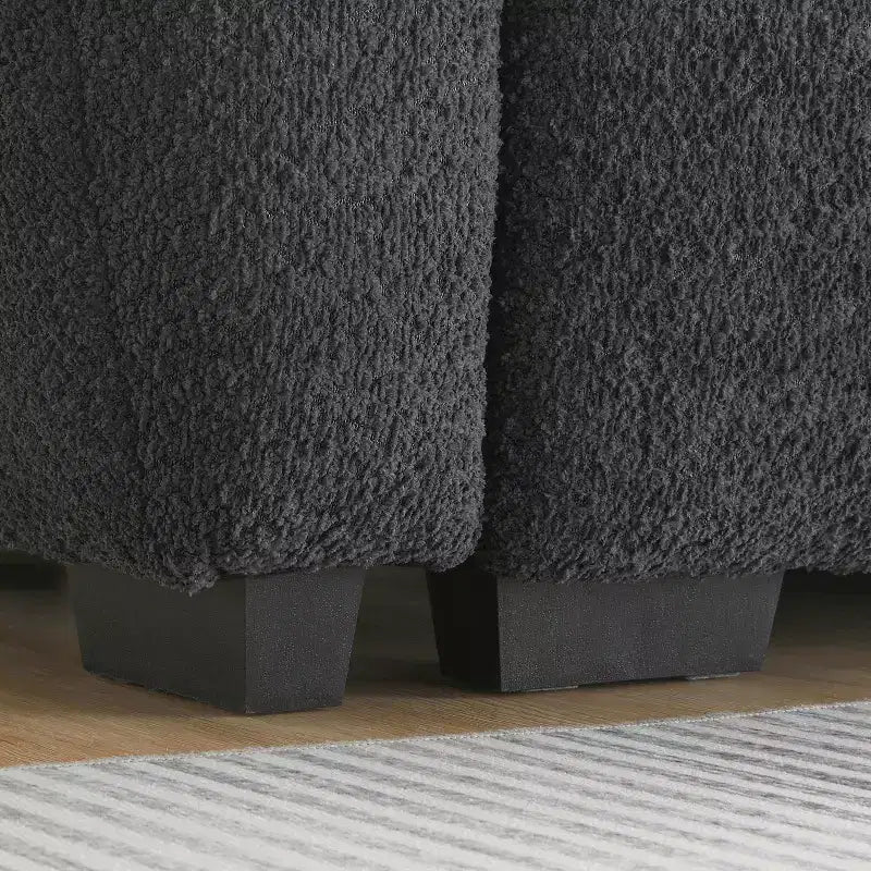 Canapé modulable en L de 110", avec assise extra-large, coussin à tirette, pouf et revêtement en tissu bouclé, 4 places