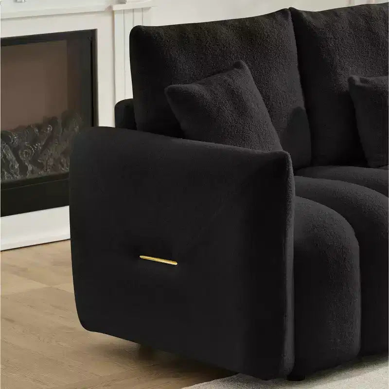 Canapé d'angle rembourré moderne GDFStudio Lyney 91.73 places en forme de L avec console et oreillers