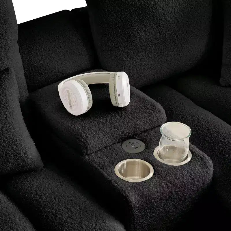 Canapé d'angle rembourré moderne GDFStudio Lyney 91.73 places en forme de L avec console et oreillers