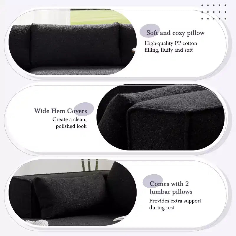 Canapé d'angle modulable 284 cm avec table d'appoint gratuite et tissu bouclette, entièrement compressé, aucun assemblage requis, 4 places en forme de L