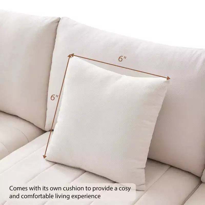 Canapé d'angle modulable en L de 226 cm avec pouf, coussins à rayures verticales, canapé confortable 5 places pour salon ou appartement