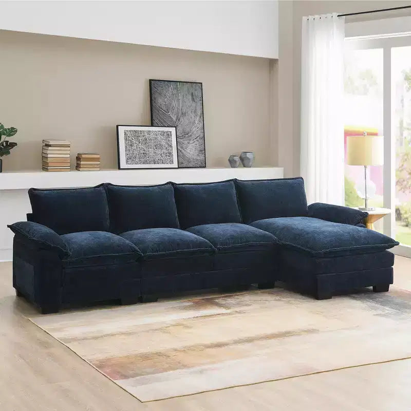 129.5'' Modular L-Shaped Sofa with Wrinkle-Resistant Chenille, No-Frame Compression Design, 6-Seater Modern Sectional Couch for Living Room