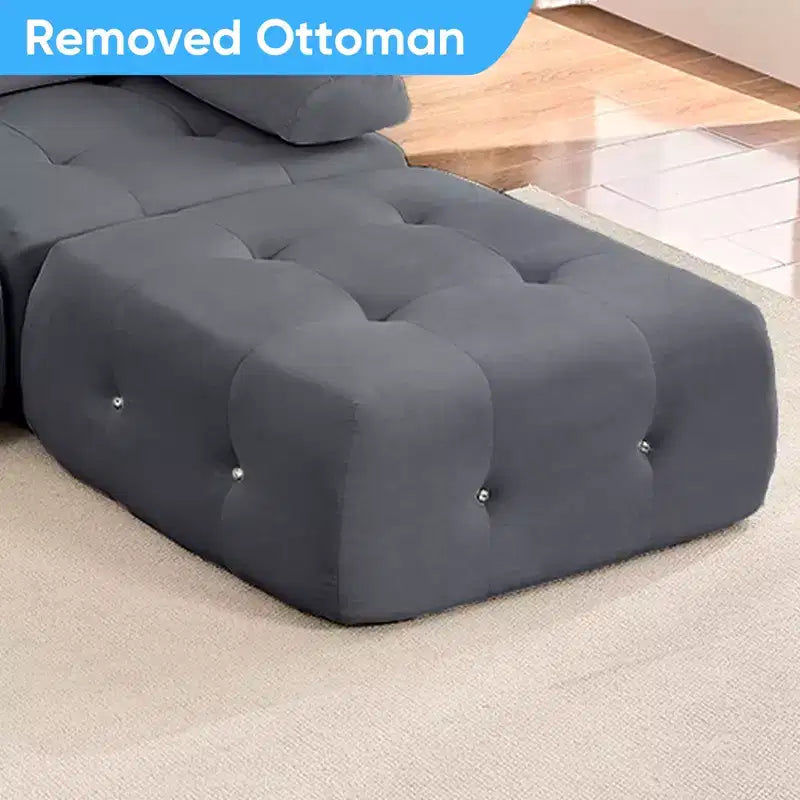 Mjkone Canapé sectionnel modulaire en velours en forme de U avec ottomane combinable gratuitement, canapé convertible 4 places avec garniture à rivets