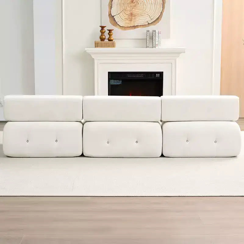 Canapé d'angle modulable 3 places en velours Mjkone avec ottoman, canapés convertibles avec garniture à rivets