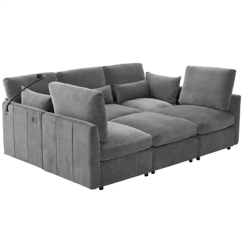 Canapé modulable multifonctionnel Merax avec pouf mobile