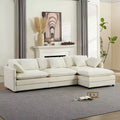 Mjkone 113'' L-Shaped Modular Sectional Sofa,Modern Chenille 4-Seat Cloud Couch with Ottoman and Thickened Cushion