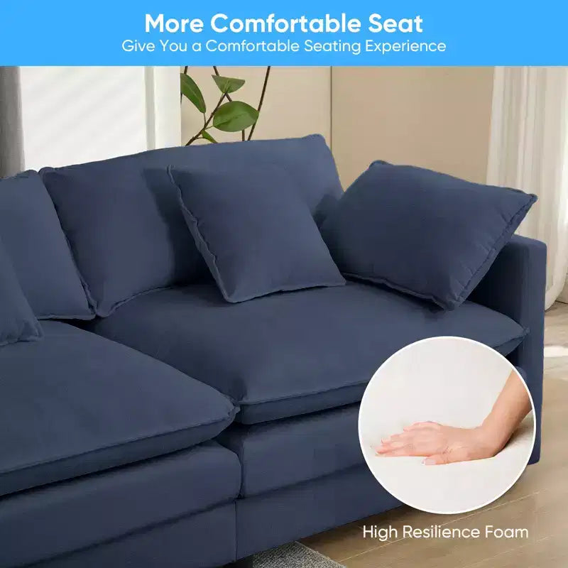 Canapé modulable en U Mjkone 113'', canapé nuage à 5 places avec 2 poufs, canapé-lit moderne en chenille avec assise profonde