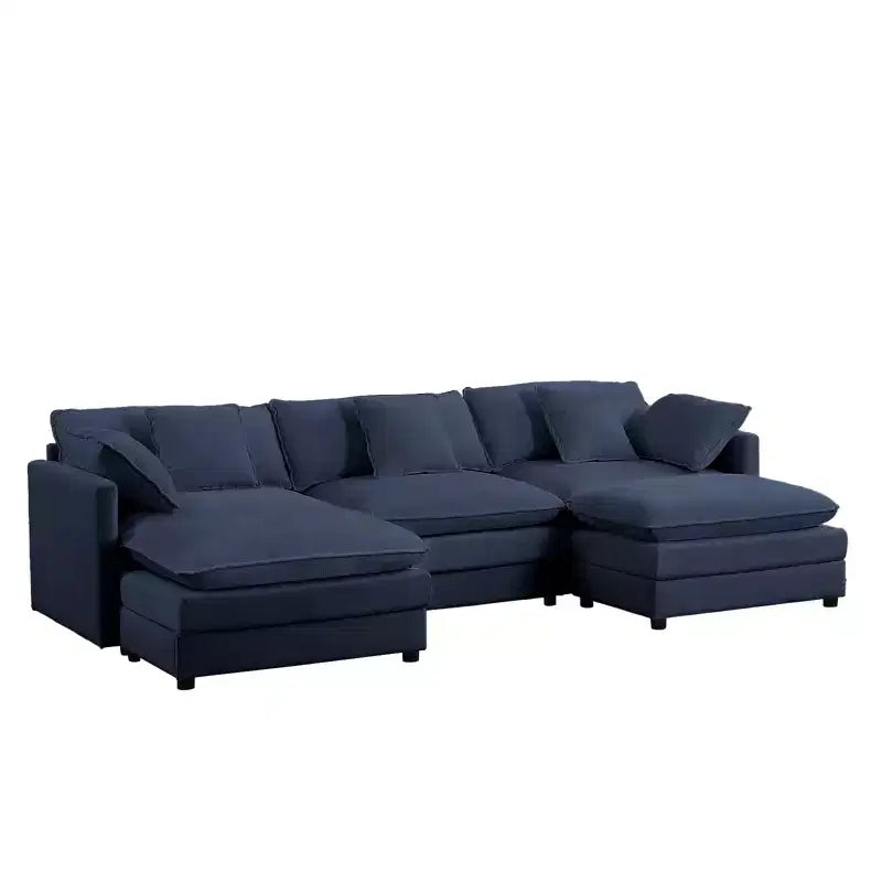 Canapé modulable en U Mjkone 113'', canapé nuage à 5 places avec 2 poufs, canapé-lit moderne en chenille avec assise profonde
