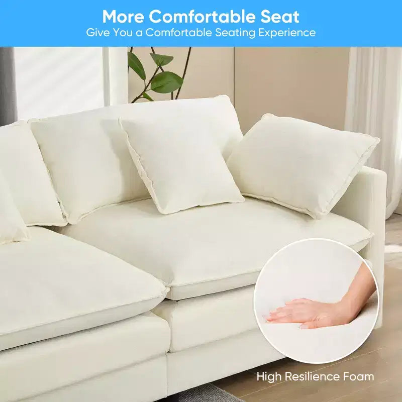 Canapé modulable en U Mjkone 113'', canapé nuage à 5 places avec 2 poufs, canapé-lit moderne en chenille avec assise profonde