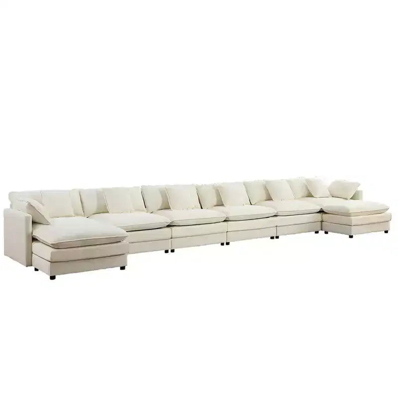 Canapé d'angle modulable en U Mjkone 217'', canapé nuage 8 places avec pouf et coussins, canapé-lit profond
