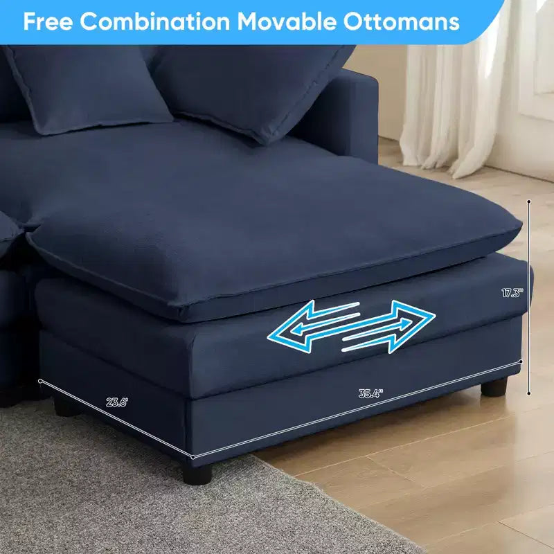 Canapé d'angle modulable en U Mjkone 217'', canapé nuage 8 places avec pouf et coussins, canapé-lit profond