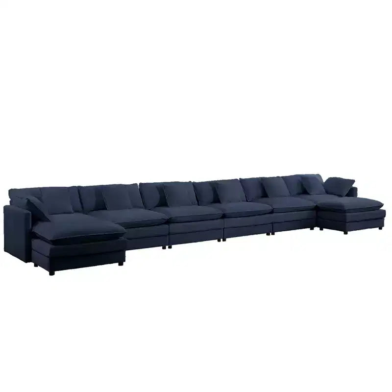 Canapé d'angle modulable en U Mjkone 217'', canapé nuage 8 places avec pouf et coussins, canapé-lit profond
