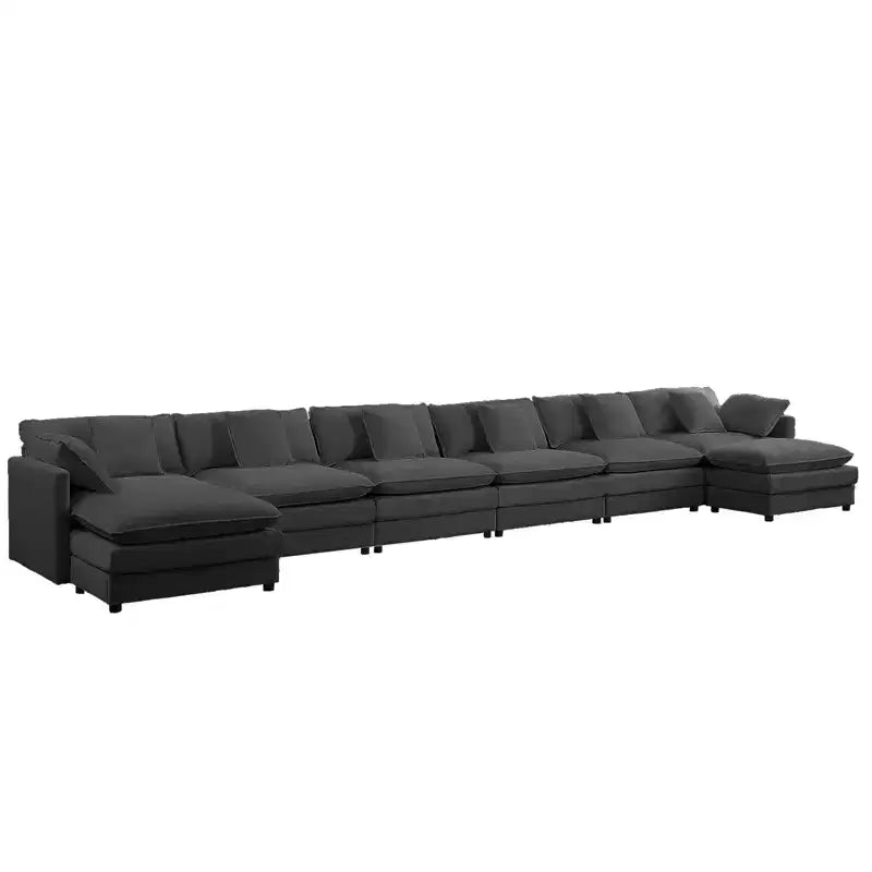 Canapé d'angle modulable en U Mjkone 217'', canapé nuage 8 places avec pouf et coussins, canapé-lit profond