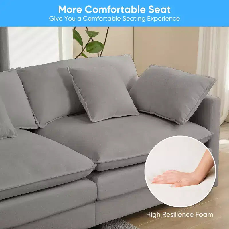 Canapé d'angle modulable en U Mjkone 217'', canapé nuage 8 places avec pouf et coussins, canapé-lit profond