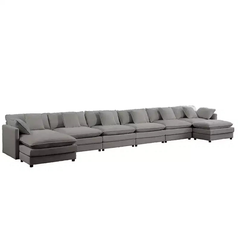 Canapé d'angle modulable en U Mjkone 217'', canapé nuage 8 places avec pouf et coussins, canapé-lit profond