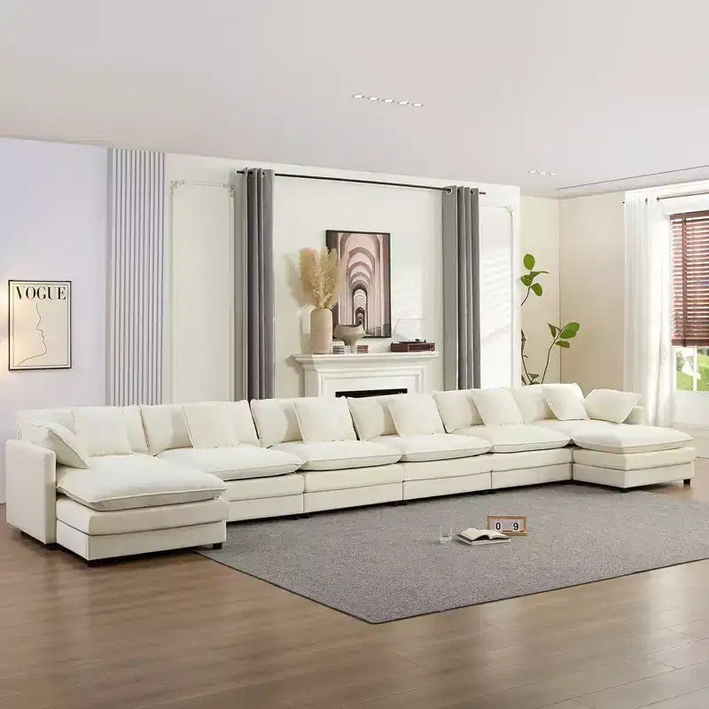 Mjkone 217''U-Shaped Modular Sectional Sofa,8-Seat Cloud Couch with Ottoman and Cushions,Sleeper Deep Seat Couches
