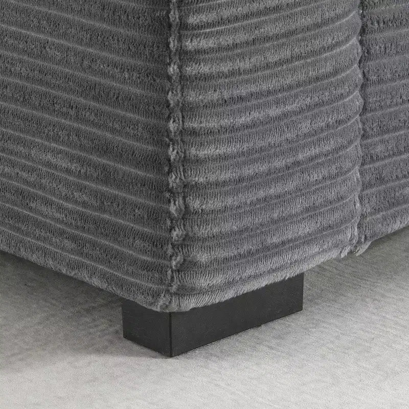 Canapé d'angle modulable en velours côtelé 5 places convertible 106 W avec chargeur USB, porte-gobelets et accoudoir de rangement