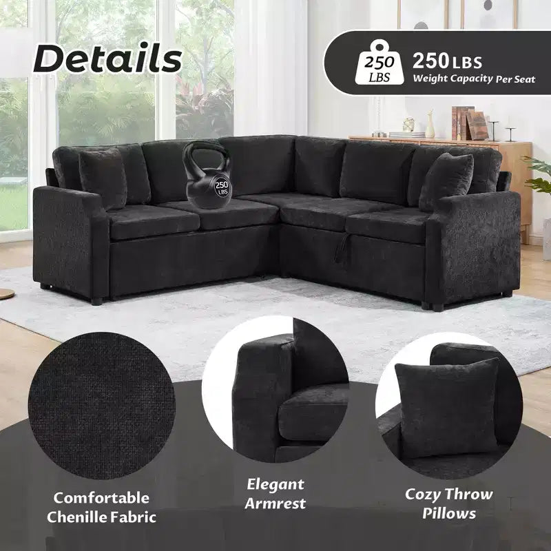 Canapé d'angle Merax en forme de L avec lit gigogne et rangement dissimulé