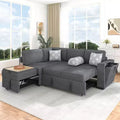 Polibi Convertible L-Shaped Sleeper Sectional Sofa with Dual Pull-Out Beds