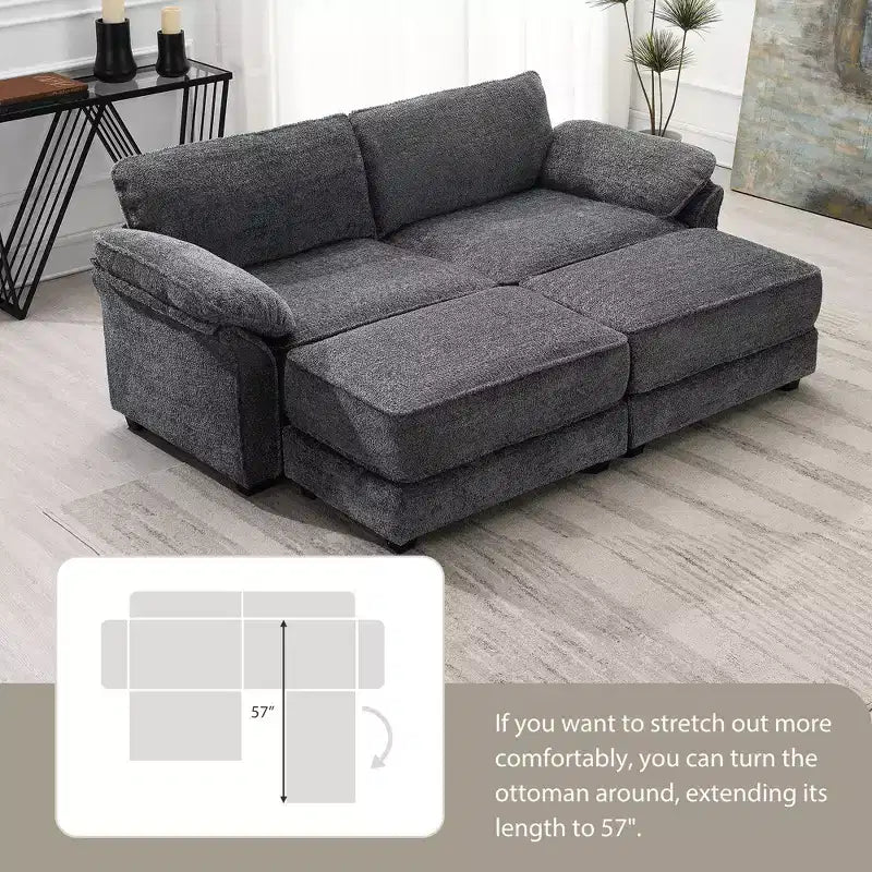 Ensemble de canapé modulaire convertible 4 places, canapé d'angle rembourré, méridienne profonde avec pouf pour salon, bureau, appartement