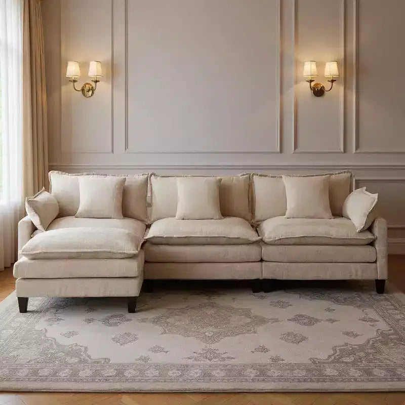 Canapé modulable 3 places Acekool 112 avec ottoman, canapé rembourré confortable et profond avec oreillers pour salon, chambre, appartement
