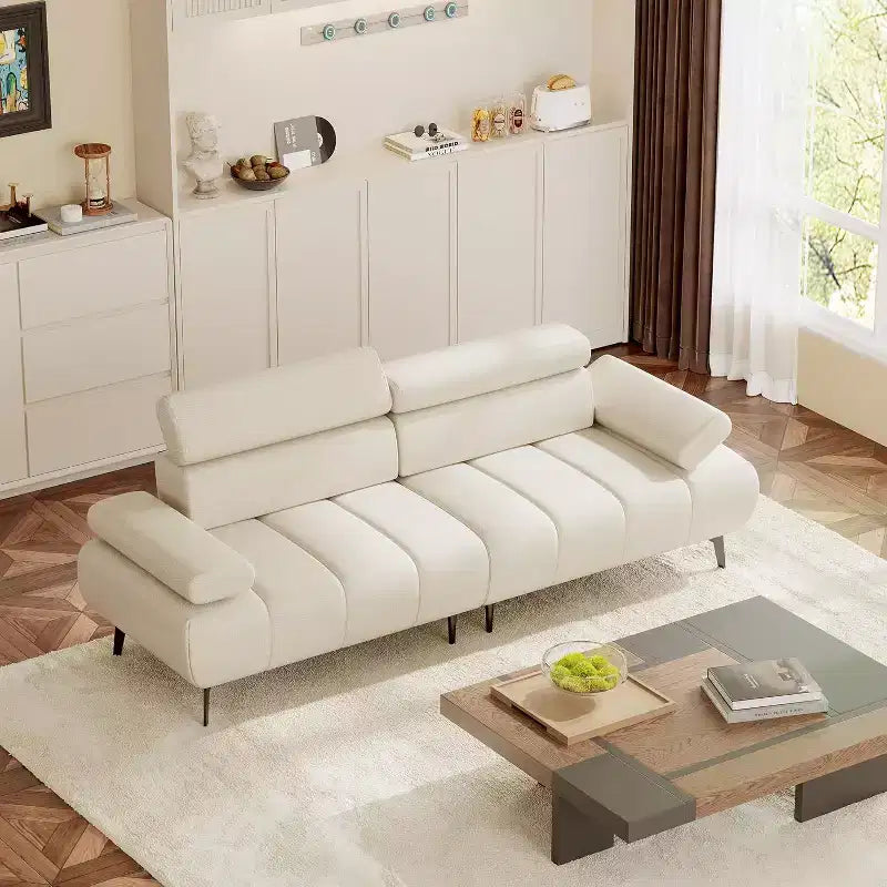 Canapé-lit futon Acekool 86'', convertible 3 places avec dossier et appuie-tête réglables, en similicuir, pour salon, canapé