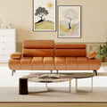 Acekool 86'' Futon Sofa Bed Couch, Convertible 3-Seater with Adjustable Backrest & Headrest, Faux Leather Sleeper, for Living Room, Sofa