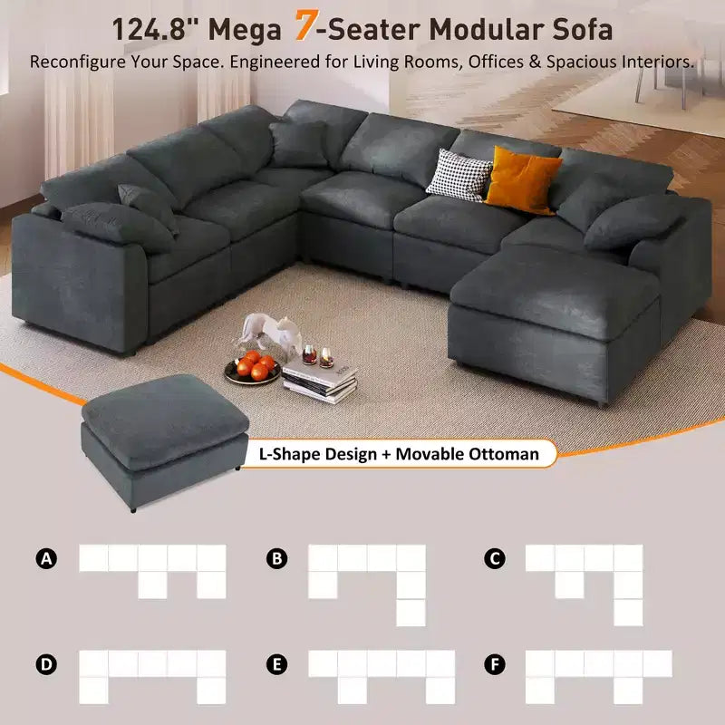 Canapé modulable extra-large 7 places Merax