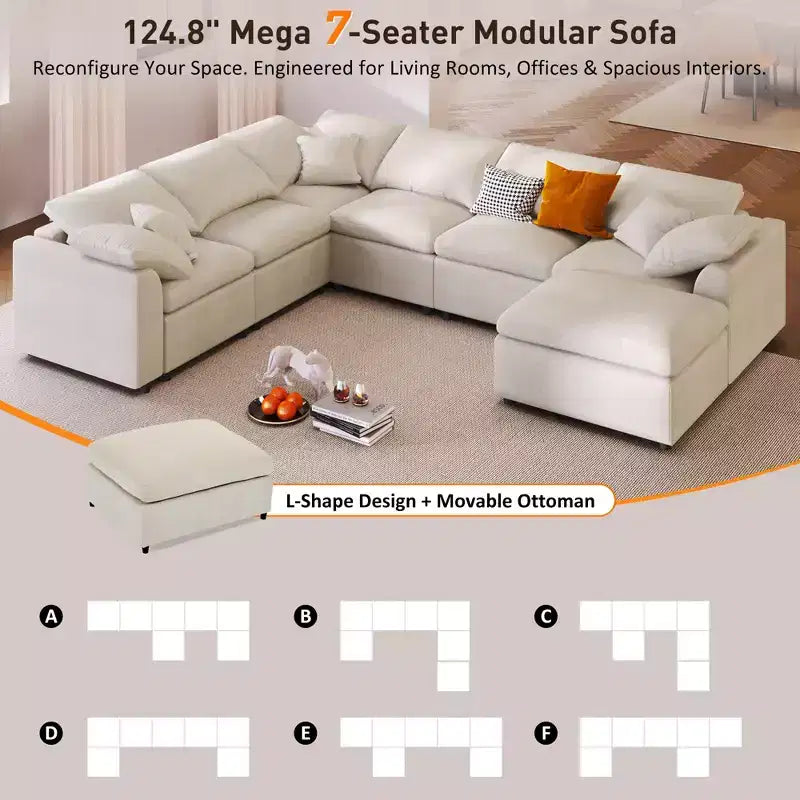 Canapé modulable extra-large 7 places Merax
