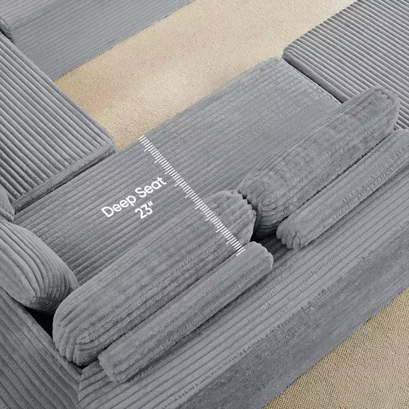 Canapé modulaire en velours côtelé Mjkone 141'' de profondeur, canapé moderne 8 places en forme de U avec pouf mobile
