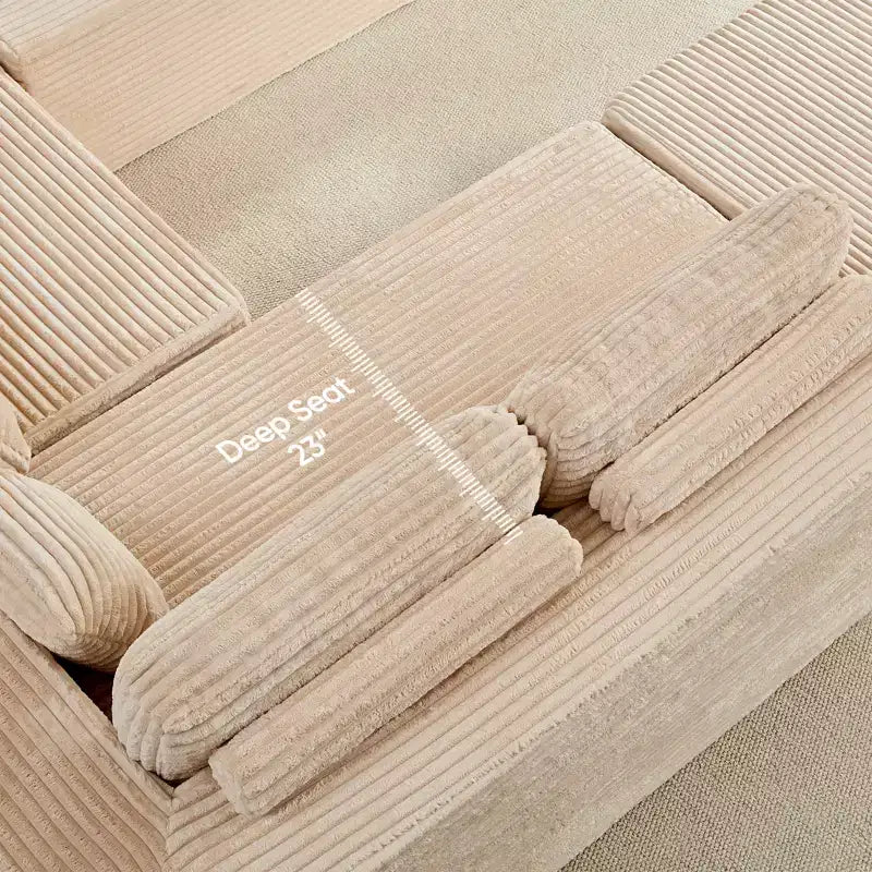 Canapé modulaire en velours côtelé Mjkone 141'' de profondeur, canapé moderne 8 places en forme de U avec pouf mobile