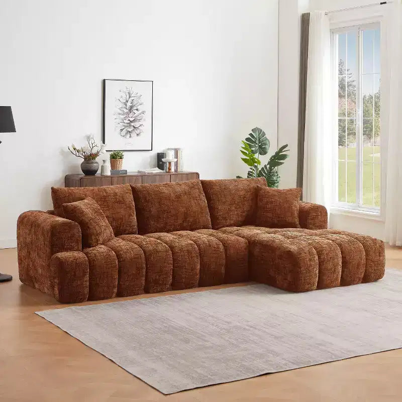 GDFStudio Salta, canapé sectionnel moderne en tissu chenille avec design capitonné