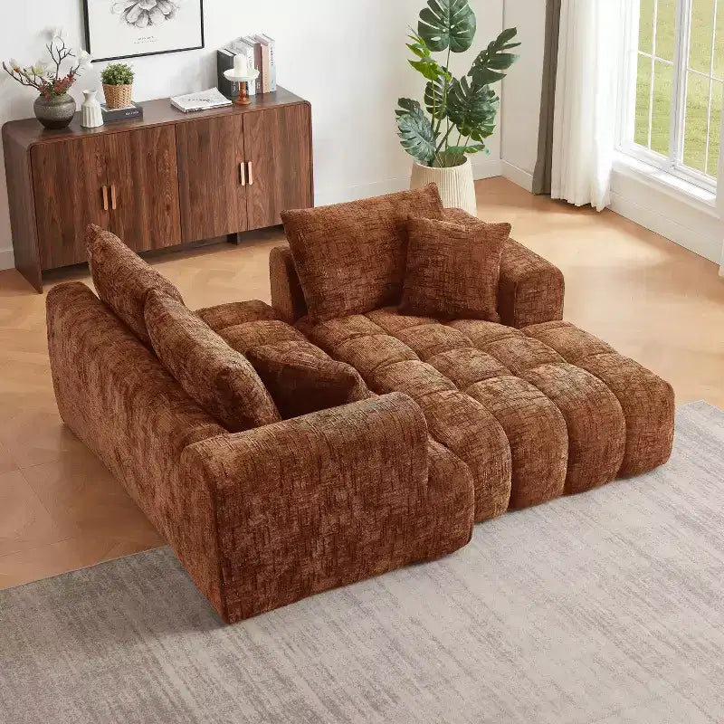 GDFStudio Salta, canapé sectionnel moderne en tissu chenille avec design capitonné