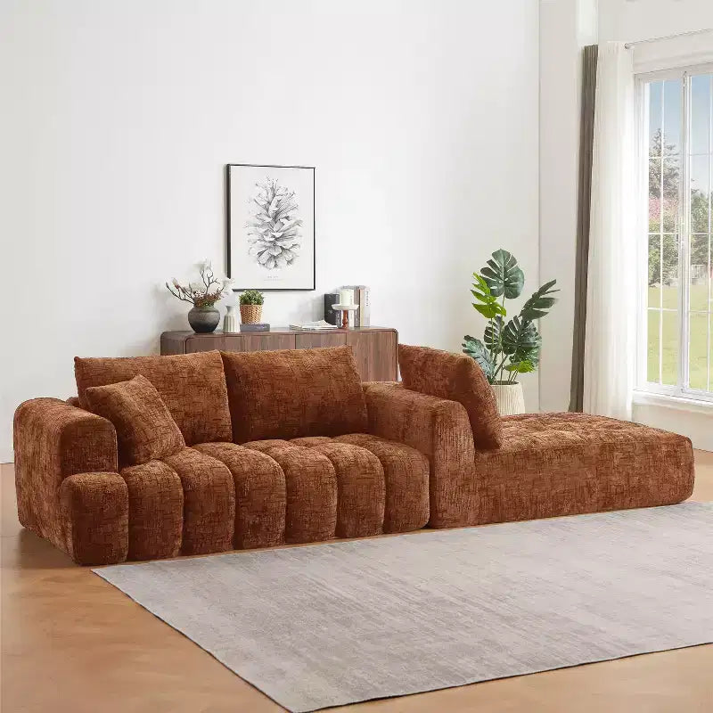 GDFStudio Salta, canapé sectionnel moderne en tissu chenille avec design capitonné