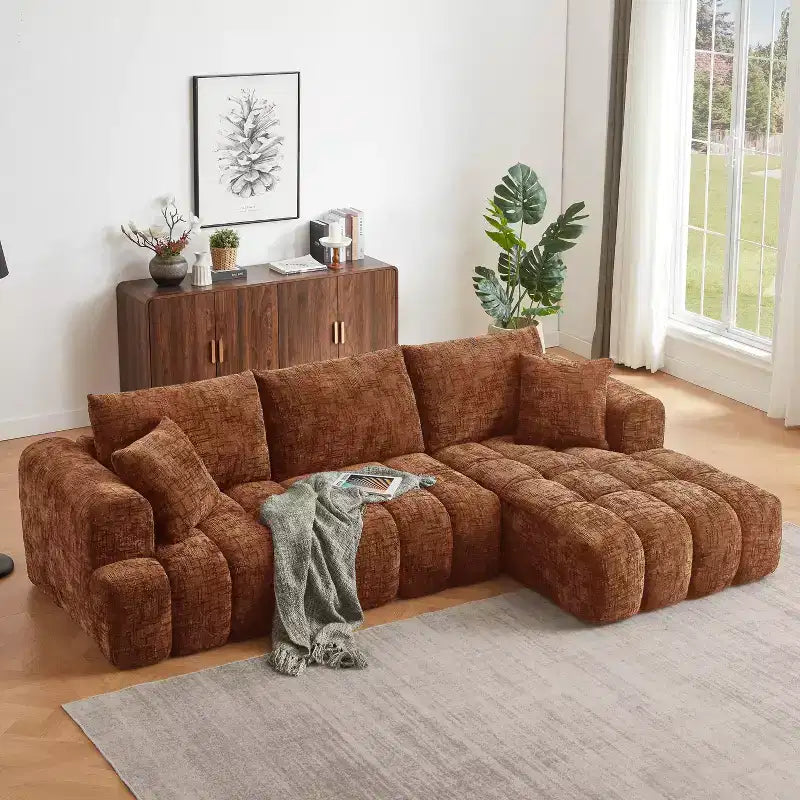 GDFStudio Salta, canapé sectionnel moderne en tissu chenille avec design capitonné