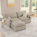 Spruce & Spring Modular Couch Oversized Sectional Sofa for Living Room, Taupe-2PC+Ottoman