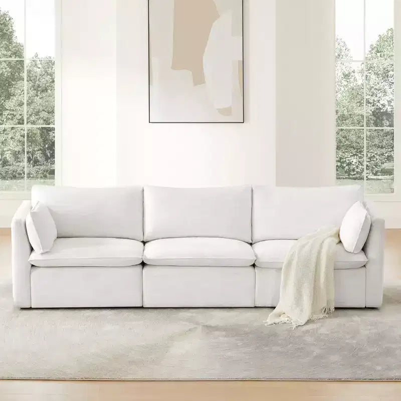Spruce & Spring Cream 3-Piece Modular Sectional Couch for Living Room