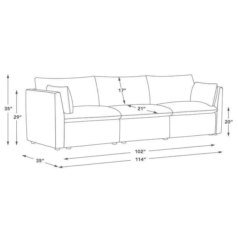 Canapé sectionnel modulaire 3 pièces Spruce & Spring pour salon