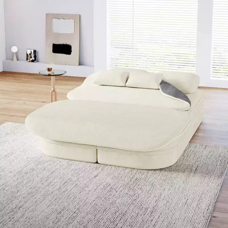 Canapé-lit pliable 2 en 1 de 75 pouces, canapé de sol convertible avec coussin en mousse et couverture multifonctionnelle pour salon, chambre à coucher ou studio