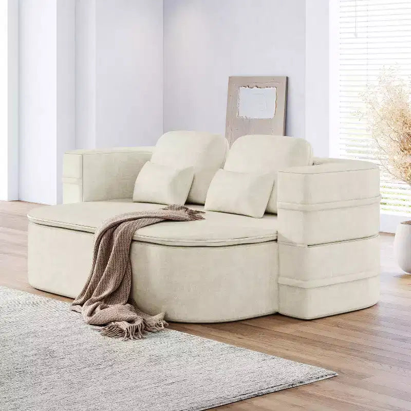 Canapé-lit pliable 2 en 1 de 75 pouces, canapé de sol convertible avec coussin en mousse et couverture multifonctionnelle pour salon, chambre à coucher ou studio