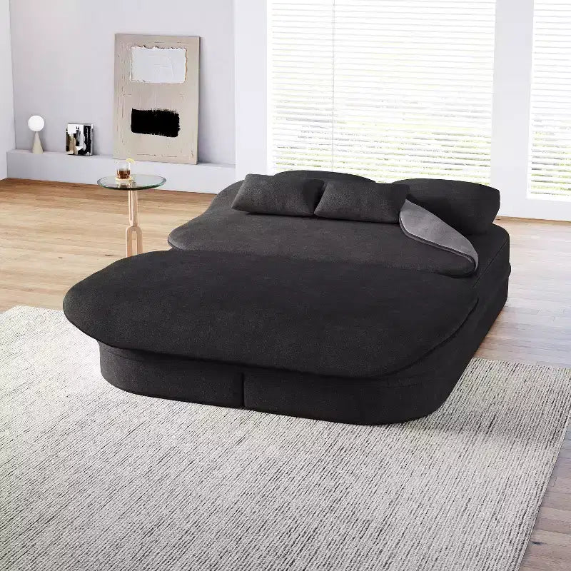 Canapé-lit pliable 2 en 1 de 75 pouces, canapé de sol convertible avec coussin en mousse et couverture multifonctionnelle pour salon, chambre à coucher ou studio