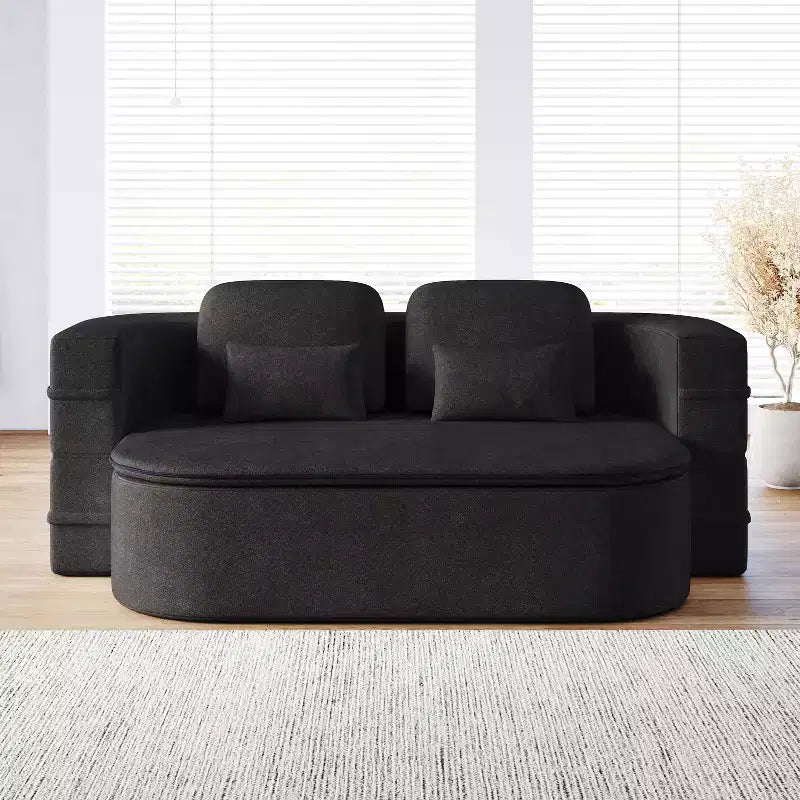 Canapé-lit pliable 2 en 1 de 75 pouces, canapé de sol convertible avec coussin en mousse et couverture multifonctionnelle pour salon, chambre à coucher ou studio